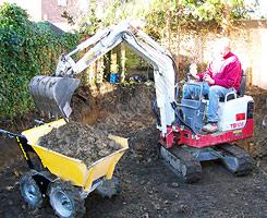 Muck Truck works well with micro diggers and mini diggers